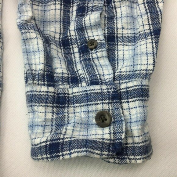 Faded Glory Mens Blue  White Plaid Button Shirt Long Sleeve Size Large 42-44 - Picture 6 of 9